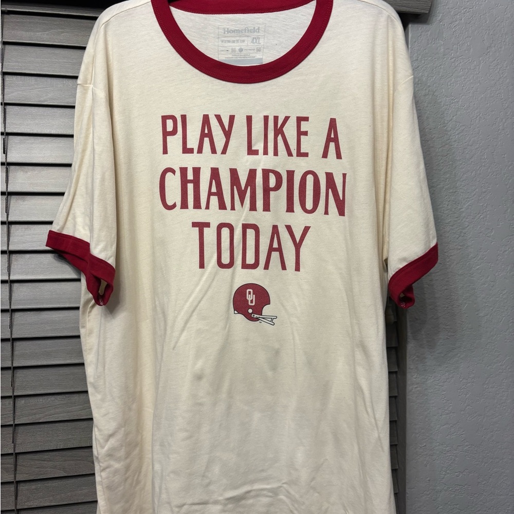 HOMAGE Cream and Red Champion Short Sleeve Tee